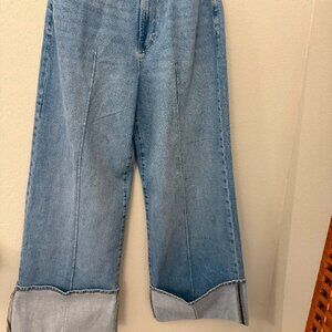 a.n.a. Cuffed Wide Leg Jeans, size 12